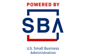 Powered by SBA Logo in Blue and Red Color