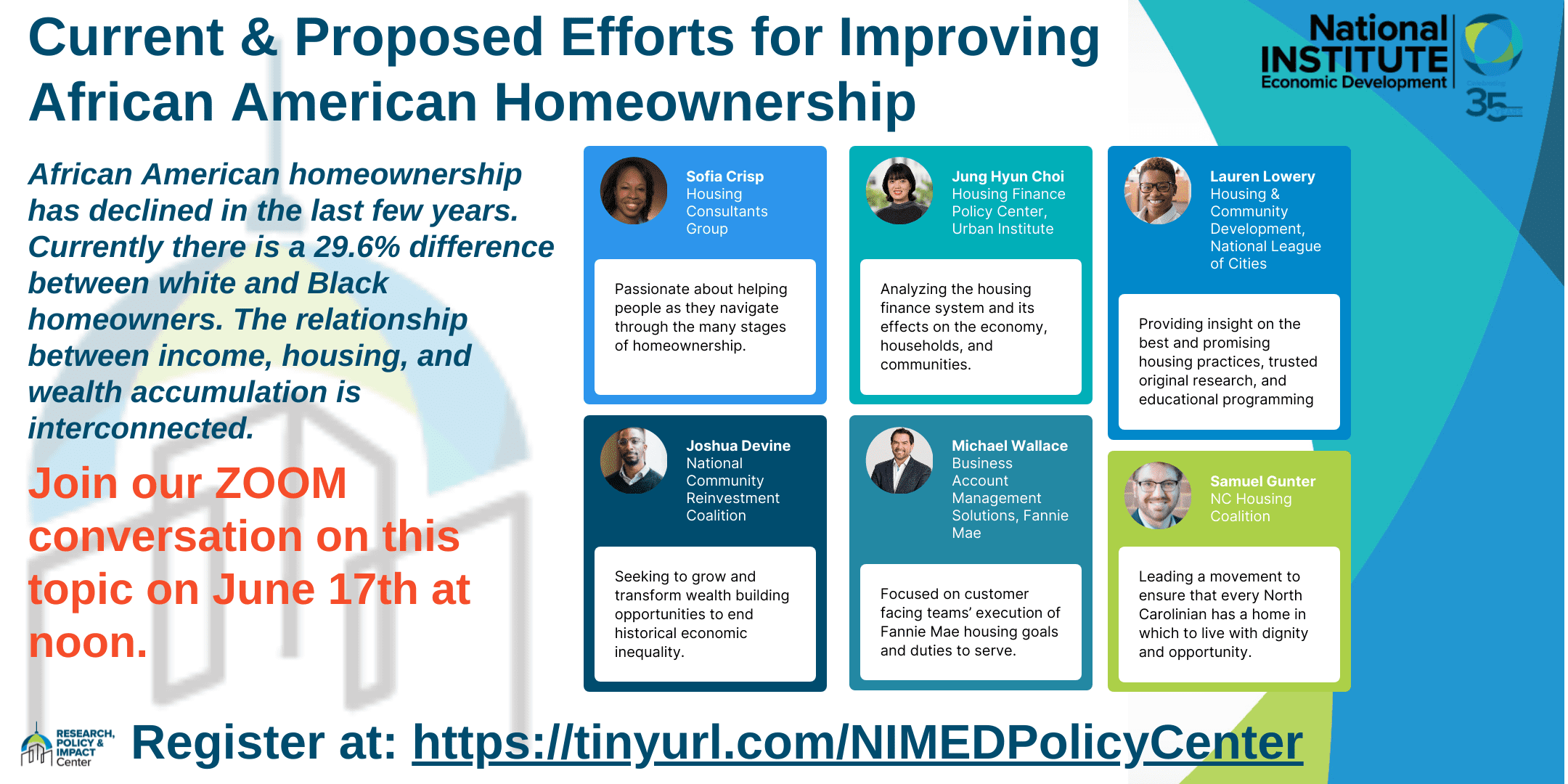 A poster on current and proposed efforts for African American Home ownership