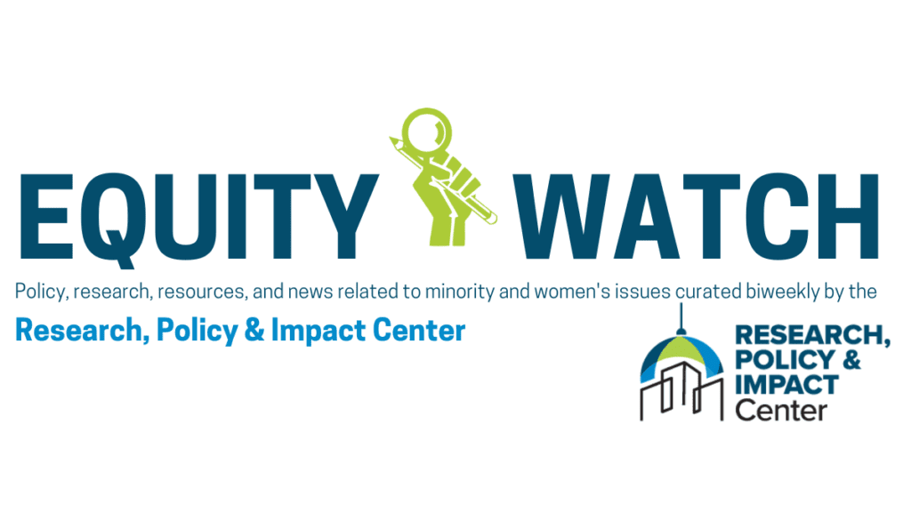 A poster on Equity watch by Research, policy and impact center