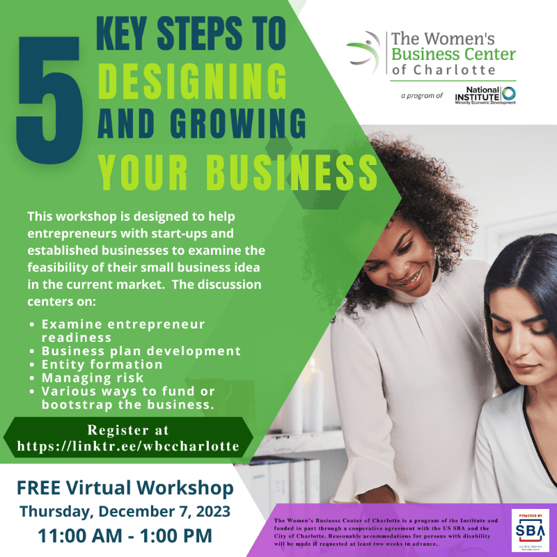 5 Key Steps to Designing and Growing Your Business - December 7, 2023, 11 am - 1 pm