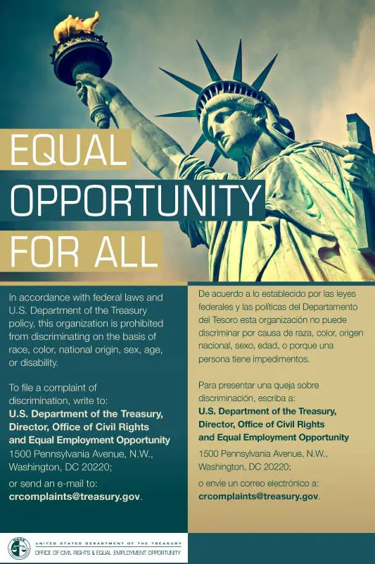 Equal Opportunity For All - How to file a complaint of discrimination poster