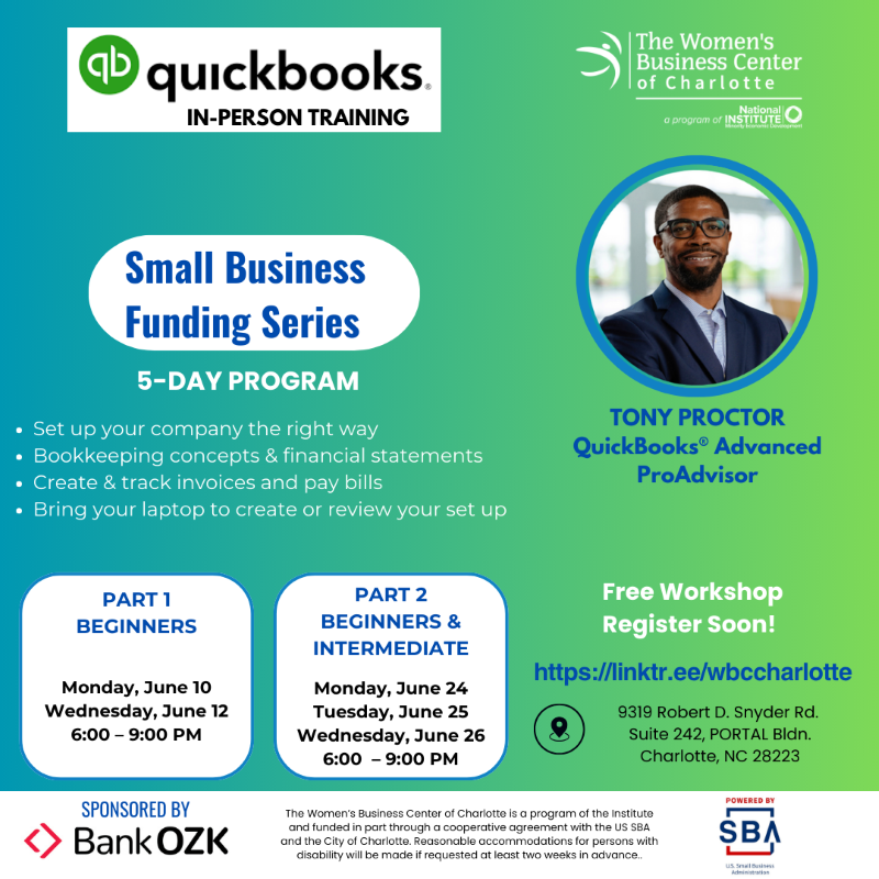 QuickBooks In-Person Training | Small Business Funding Series (5-Day Program)